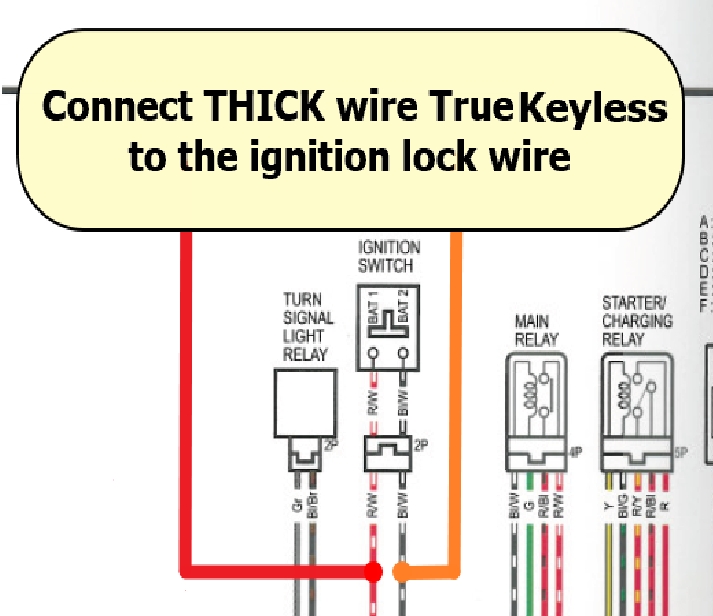 Keyless ignition and self cancelling turn signal installation schemaic for Honda PCX 2